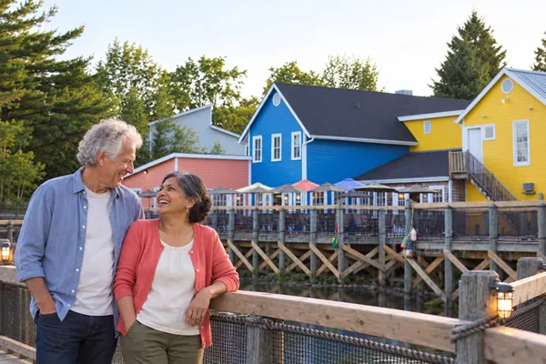 Senior couple about to enjoy a lunch first date at Magnetic Hill, Moncton, New Brunswick, Canada